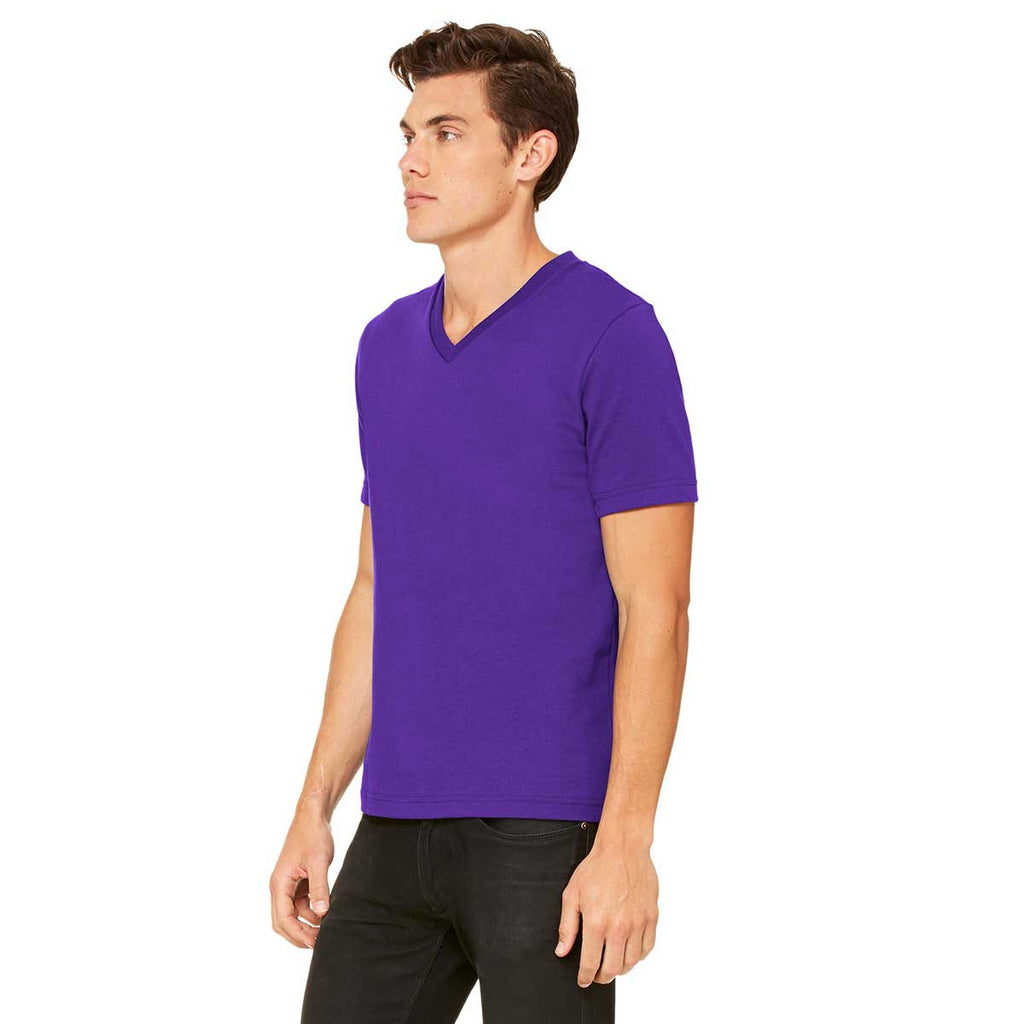 Bella + Canvas Unisex Team Purple Jersey Short-Sleeve V-Neck T-Shirt