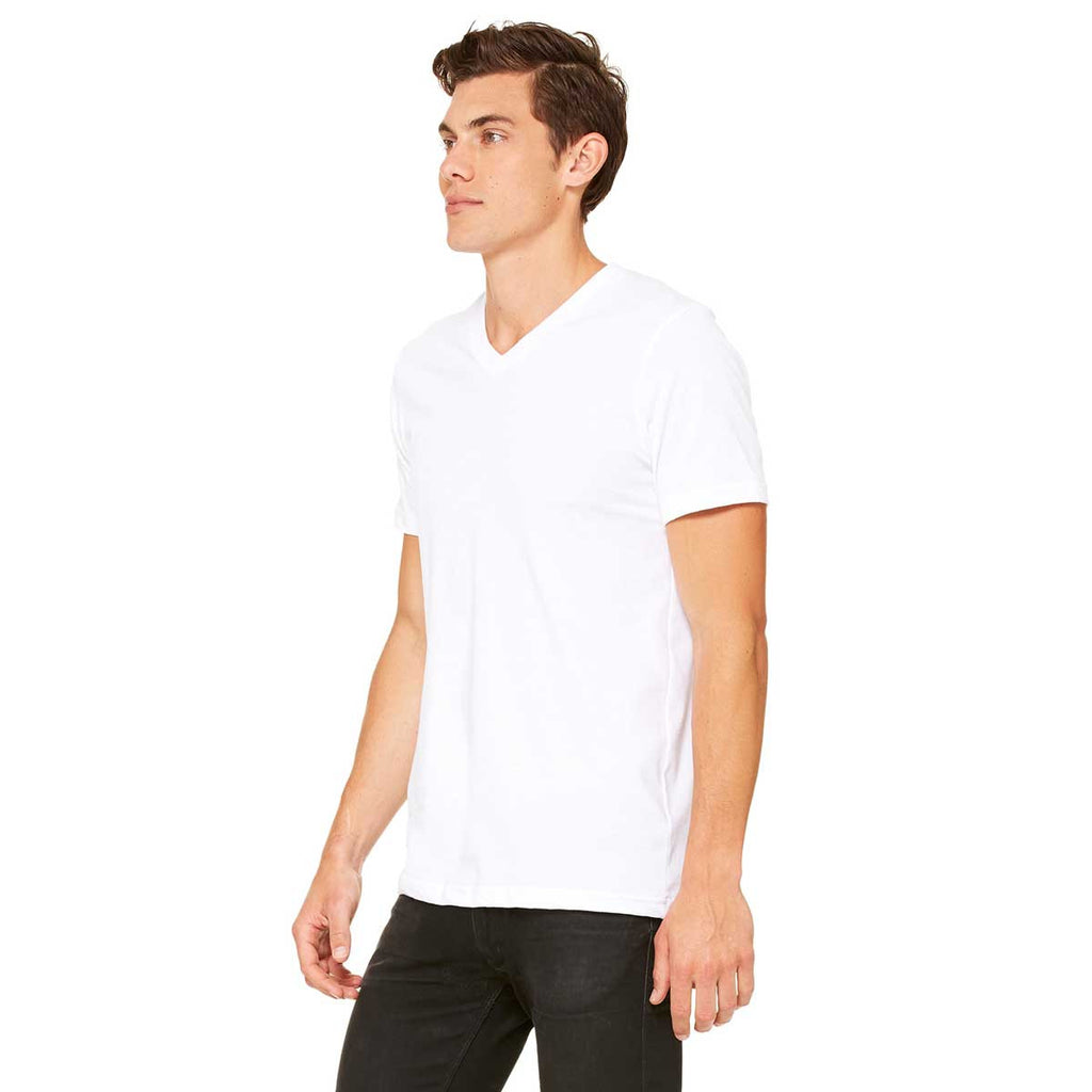 Bella + Canvas Unisex White Jersey Short-Sleeve V-Neck T-Shirt