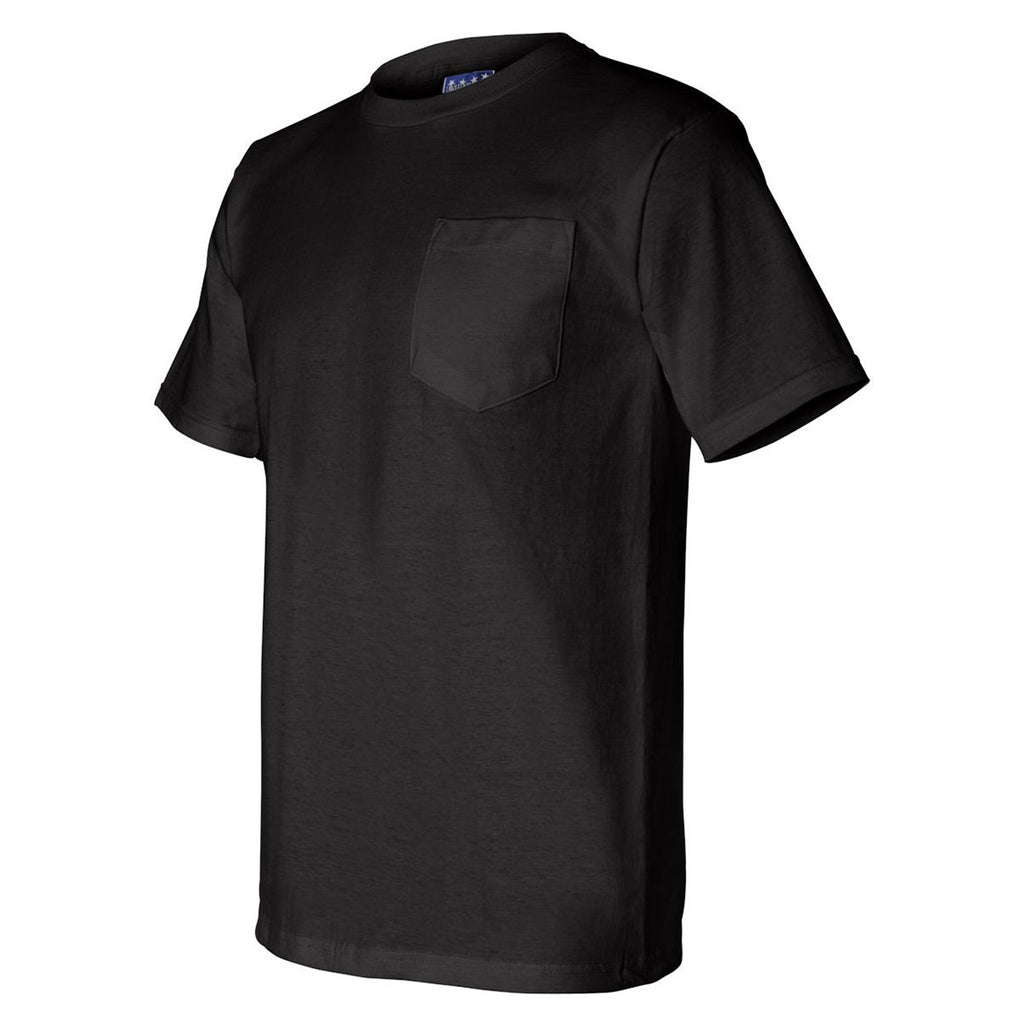 Bayside Men's Black Union-Made Short Sleeve T-Shirt with Pocket