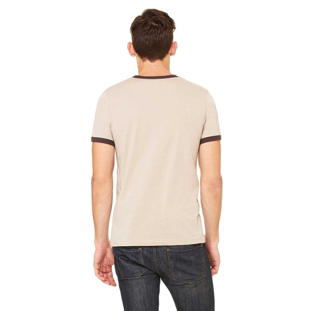 Bella + Canvas Men's Heather Tan/Brown Jersey Short-Sleeve Ringer T-Sh