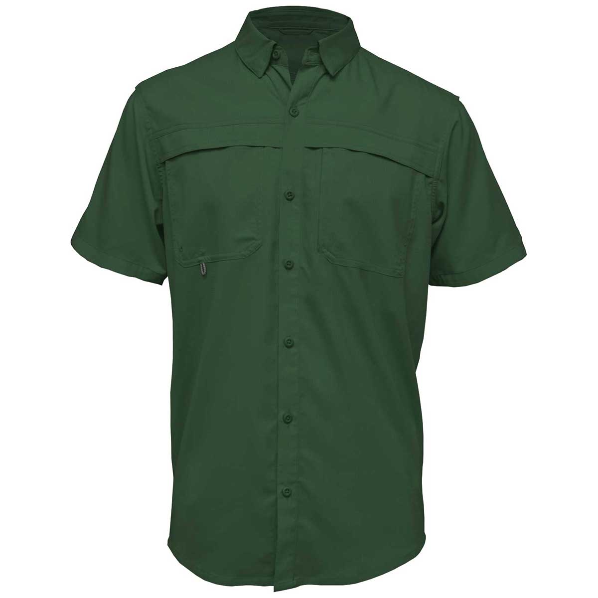 BAW Men's Dark Green Short Sleeve Fishing Shirt - Sample