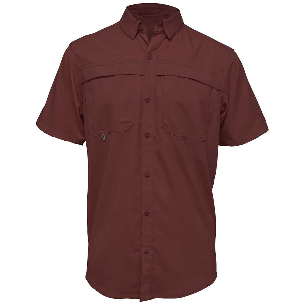 BAW Men's Maroon Short Sleeve Fishing Shirt - Sample