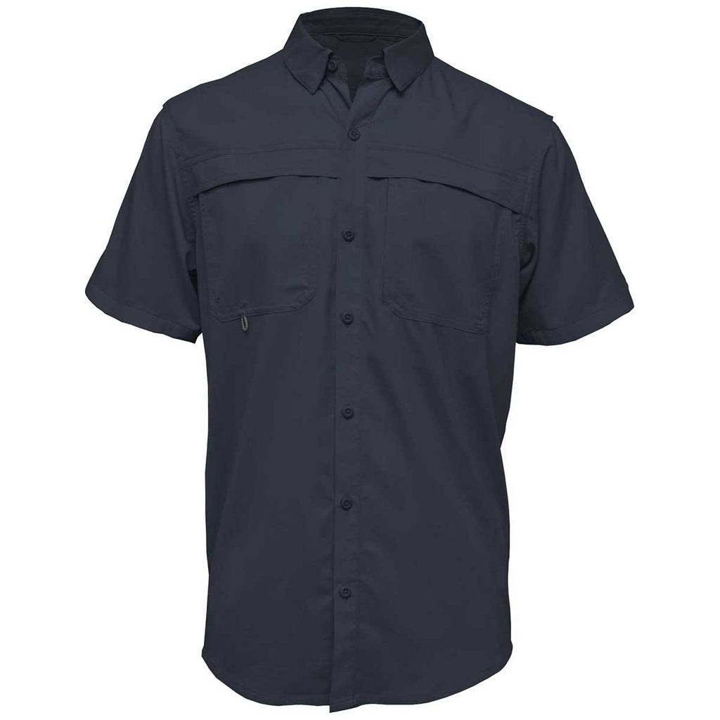 BAW Men's Navy Short Sleeve Fishing Shirt - Sample