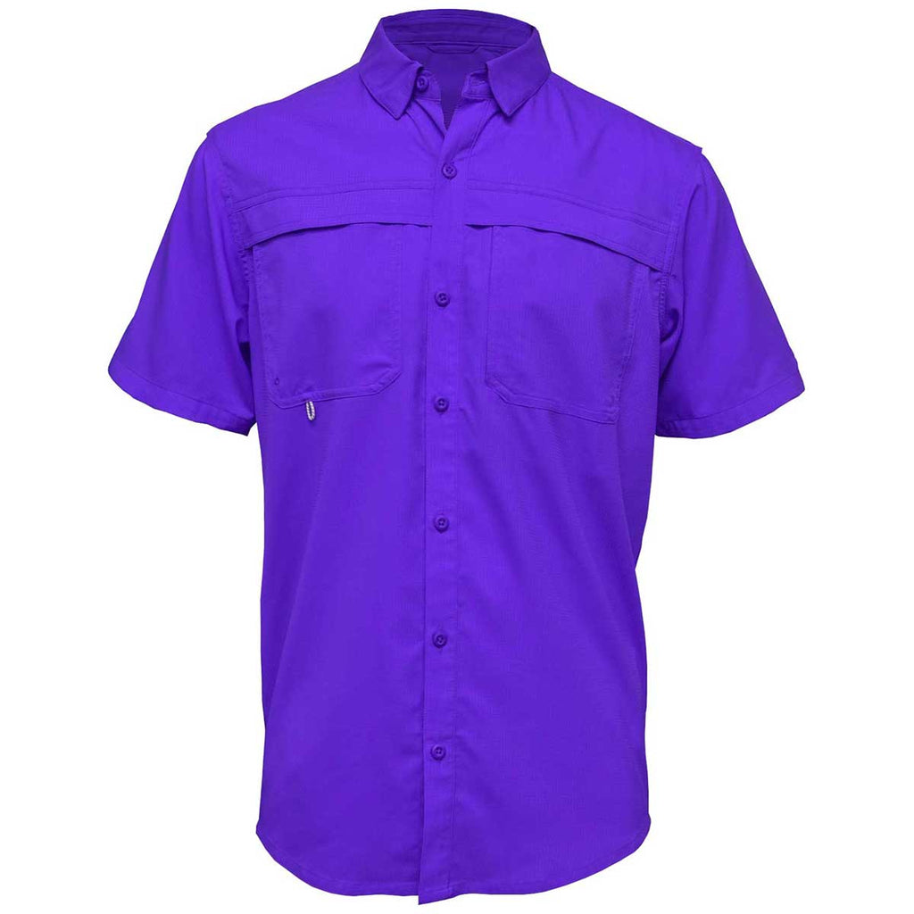 BAW Men's Purple Short Sleeve Fishing Shirt - Sample