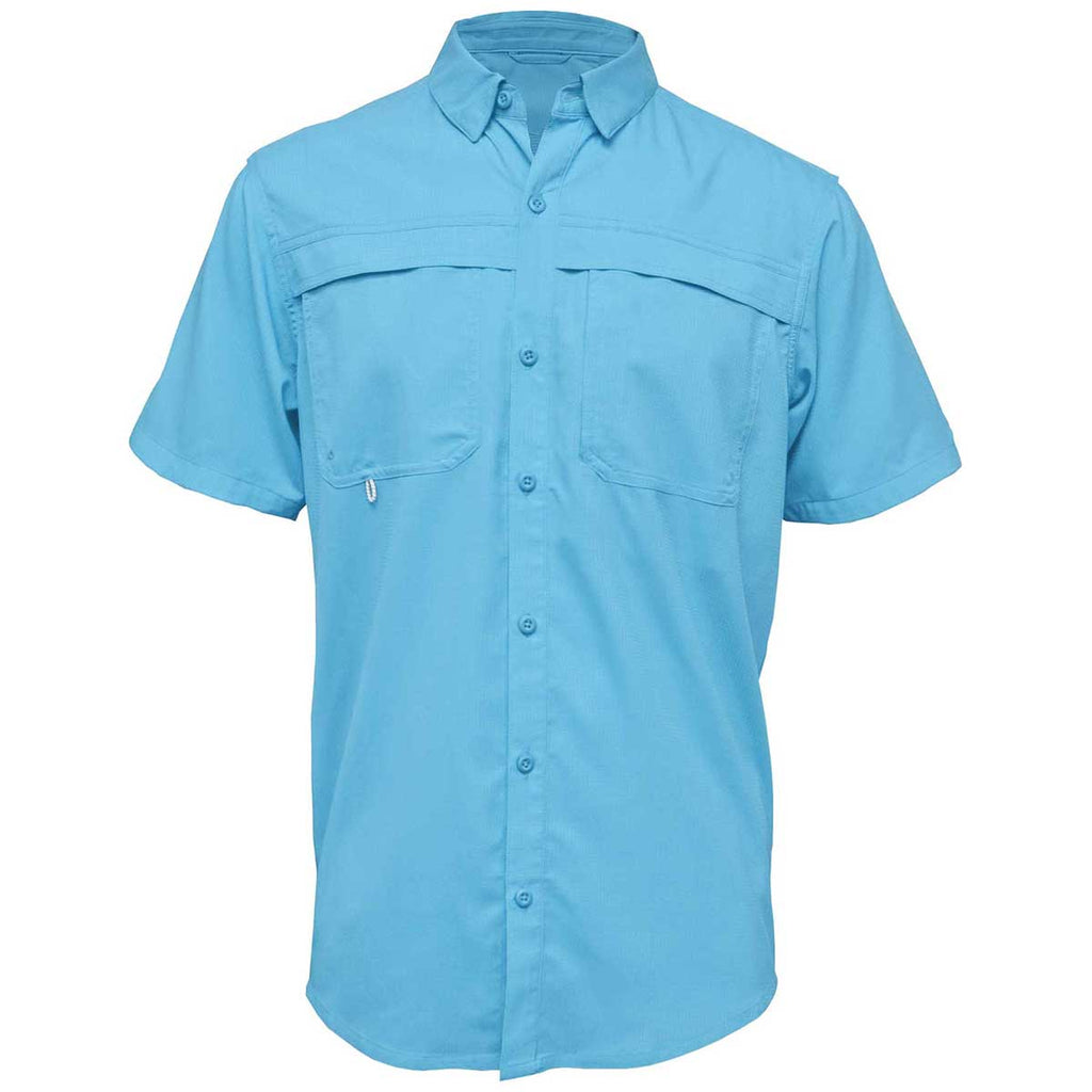 BAW Men's Sky Blue Short Sleeve Fishing Shirt - Sample