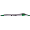 Hub Pens Green Trim Javalina Steel Stylus Silver Pen with Blue Ink