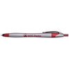 Hub Pens Red Trim Javalina Steel Stylus Silver Pen with Blue Ink