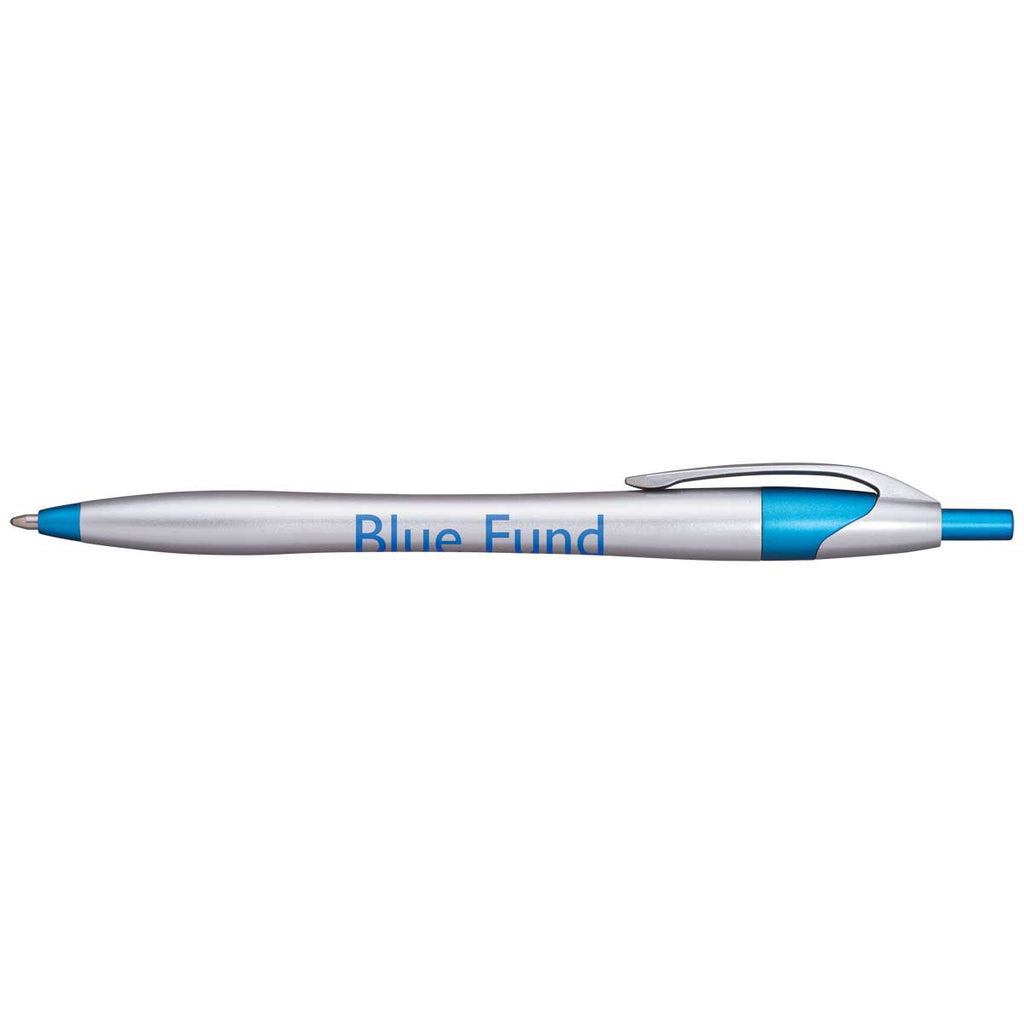 Hub Pens Blue Trim Javalina Chrome Bright Pen with Black Ink