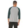 Bella + Canvas Unisex Grey/Emerld Triblend 3/4 Sleeve Baseball T-Shirt