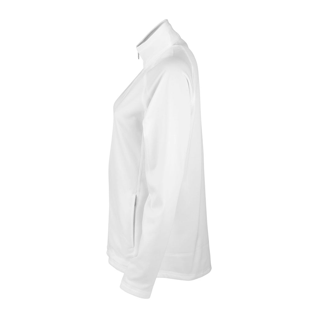 Vantage Women's White Brushed Back Micro-Fleece Full-Zip Jacket