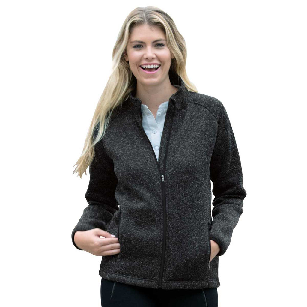 Vantage Women's Black Heather Summit Sweater-Fleece Jacket