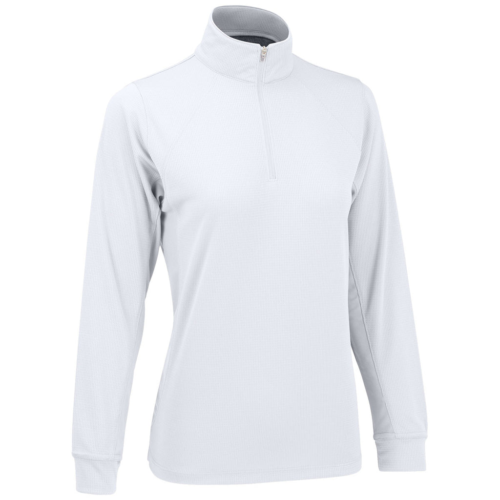 Vansport Women's White Mesh 1/4-Zip Tech Pullover