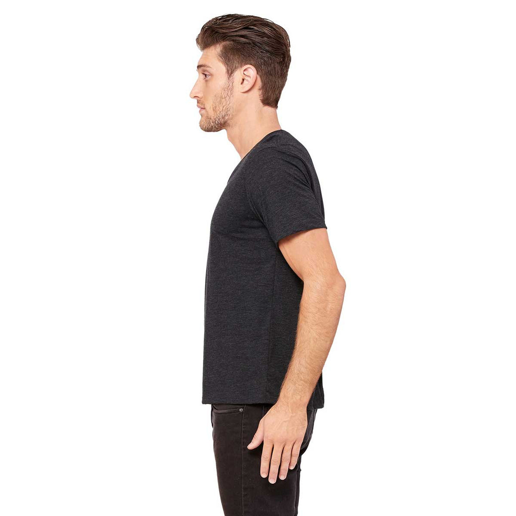 Bella + Canvas Men's Charcoal-Black Triblend Jersey Wide Neck T-Shirt