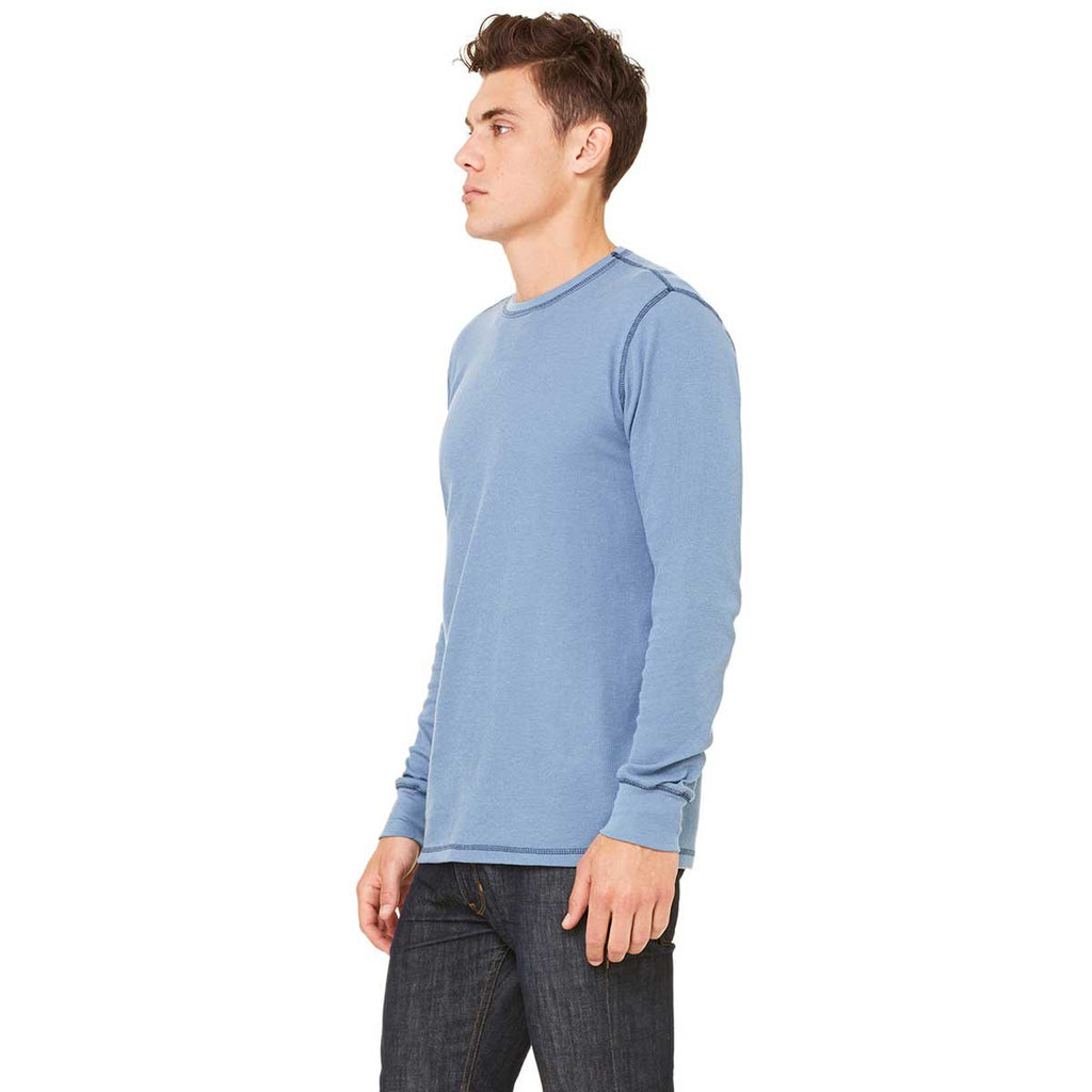 Bella + Canvas Men's Steel Blue/Navy Thermal Long-Sleeve T-Shirt