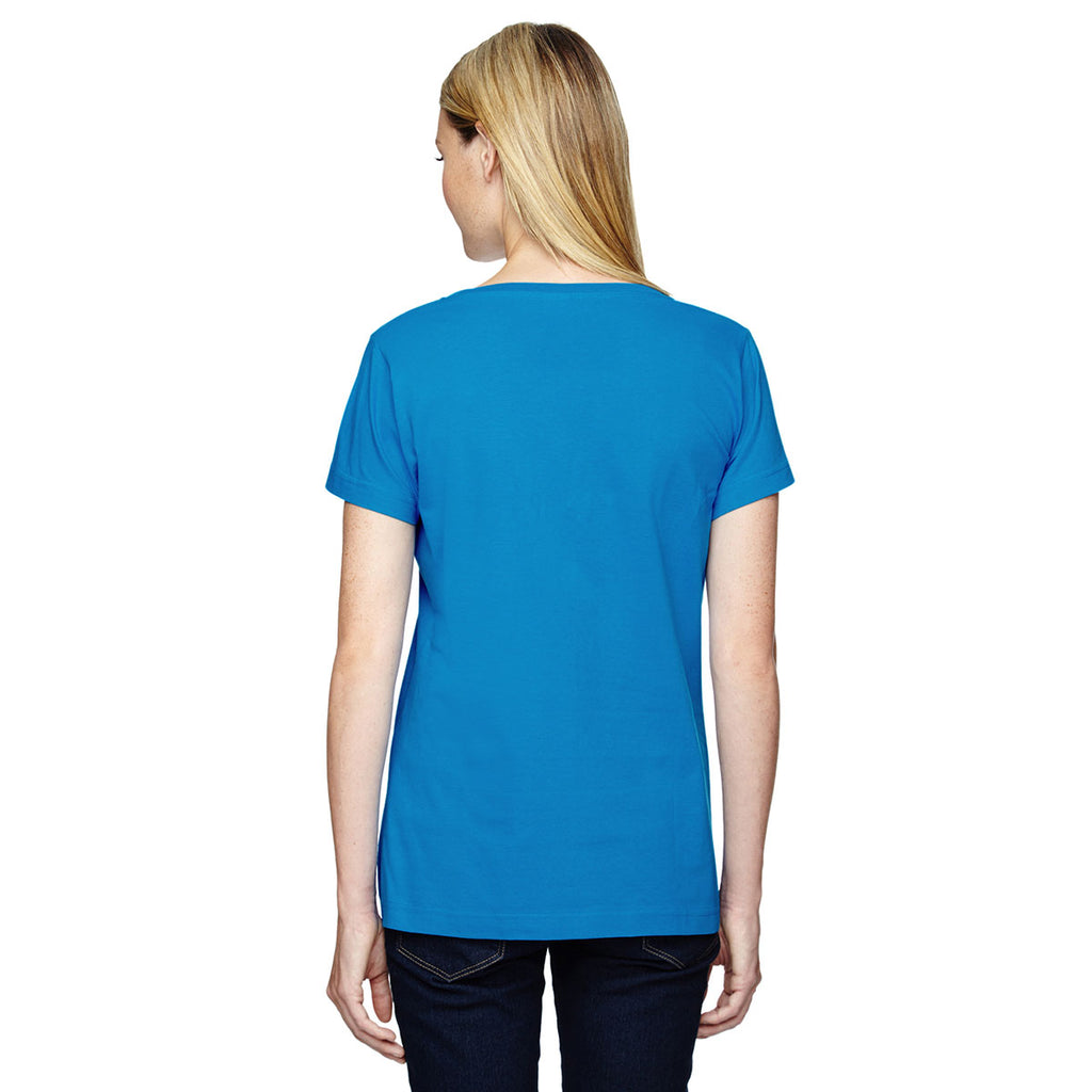 LAT Women's Cobalt Scoop Neck Fine Jersey T-Shirt