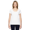 LAT Women's White Scoop Neck Fine Jersey T-Shirt