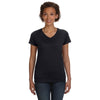 LAT Women's Black V-Neck Fine Jersey T-Shirt