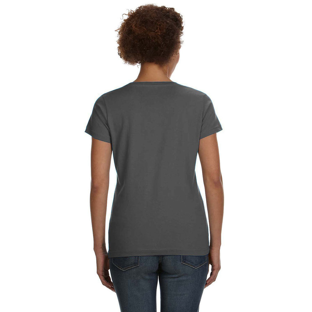 LAT Women's Charcoal V-Neck Fine Jersey T-Shirt