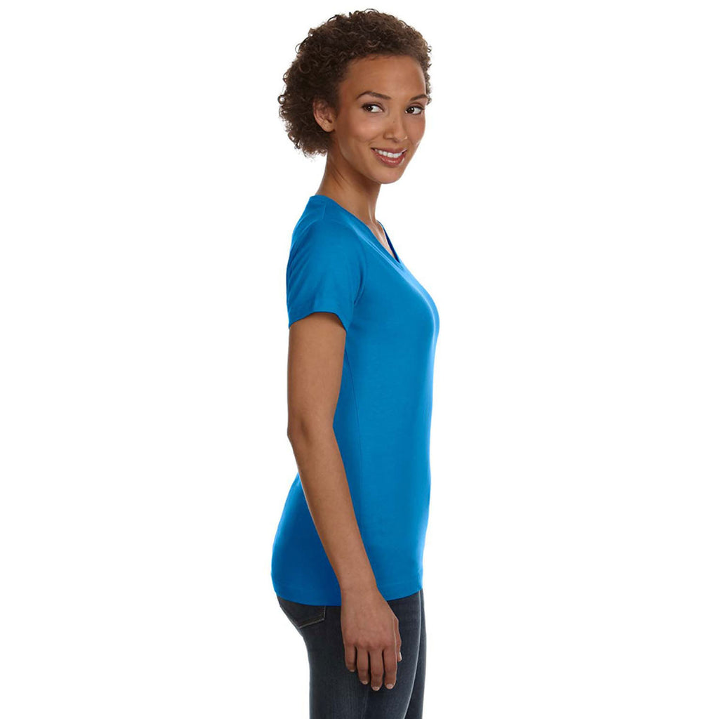 LAT Women's Cobalt V-Neck Fine Jersey T-Shirt