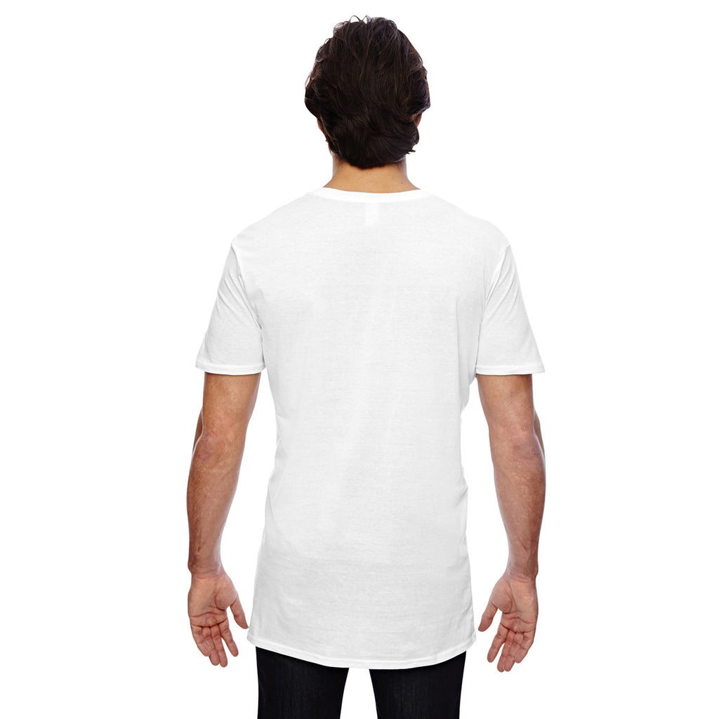 Anvil Men's White 3.2 oz. Featherweight Short-Sleeve V-Neck T-Shirt