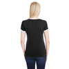 LAT Women's Black/White Soccer Ringer Fine Jersey T-Shirt