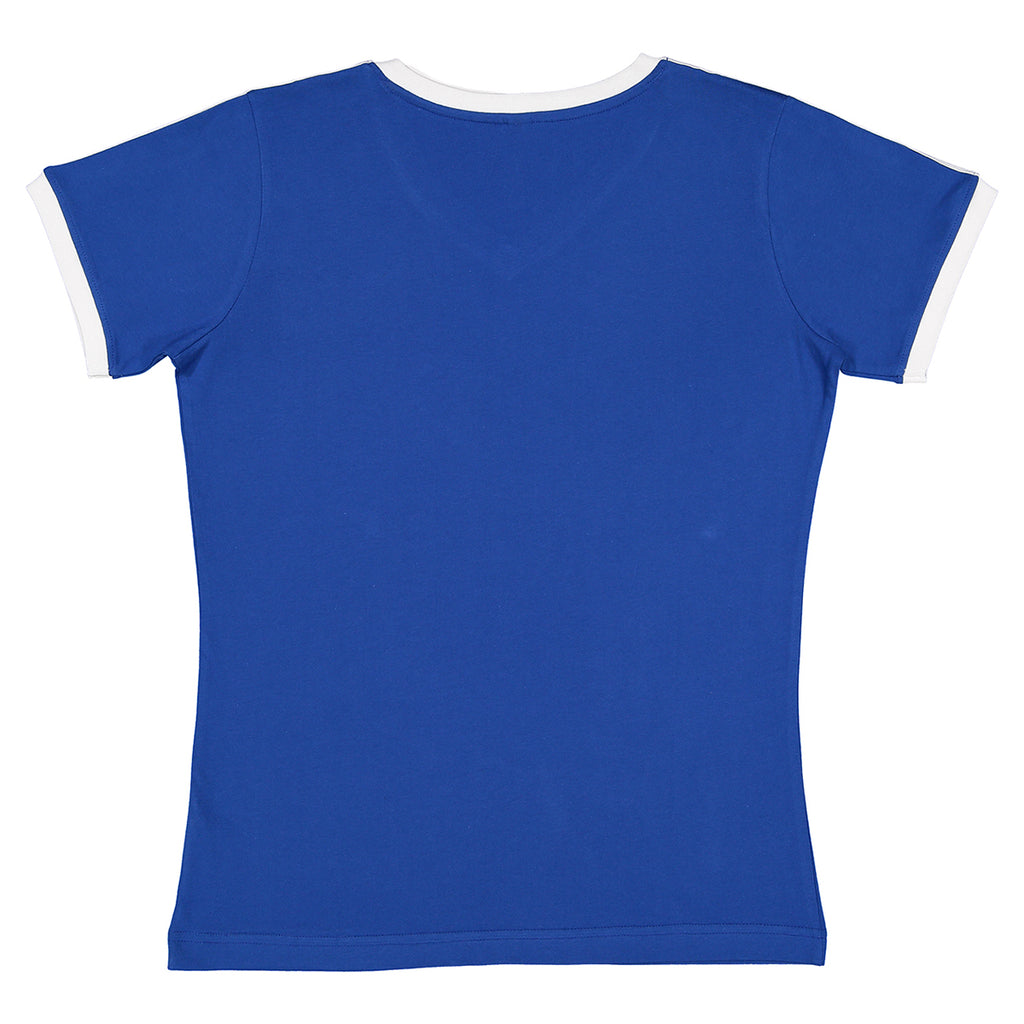 LAT Women's Royal/White Soccer Ringer Fine Jersey T-Shirt