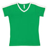 LAT Women's Vintage Green/White Soccer Ringer Fine Jersey T-Shirt