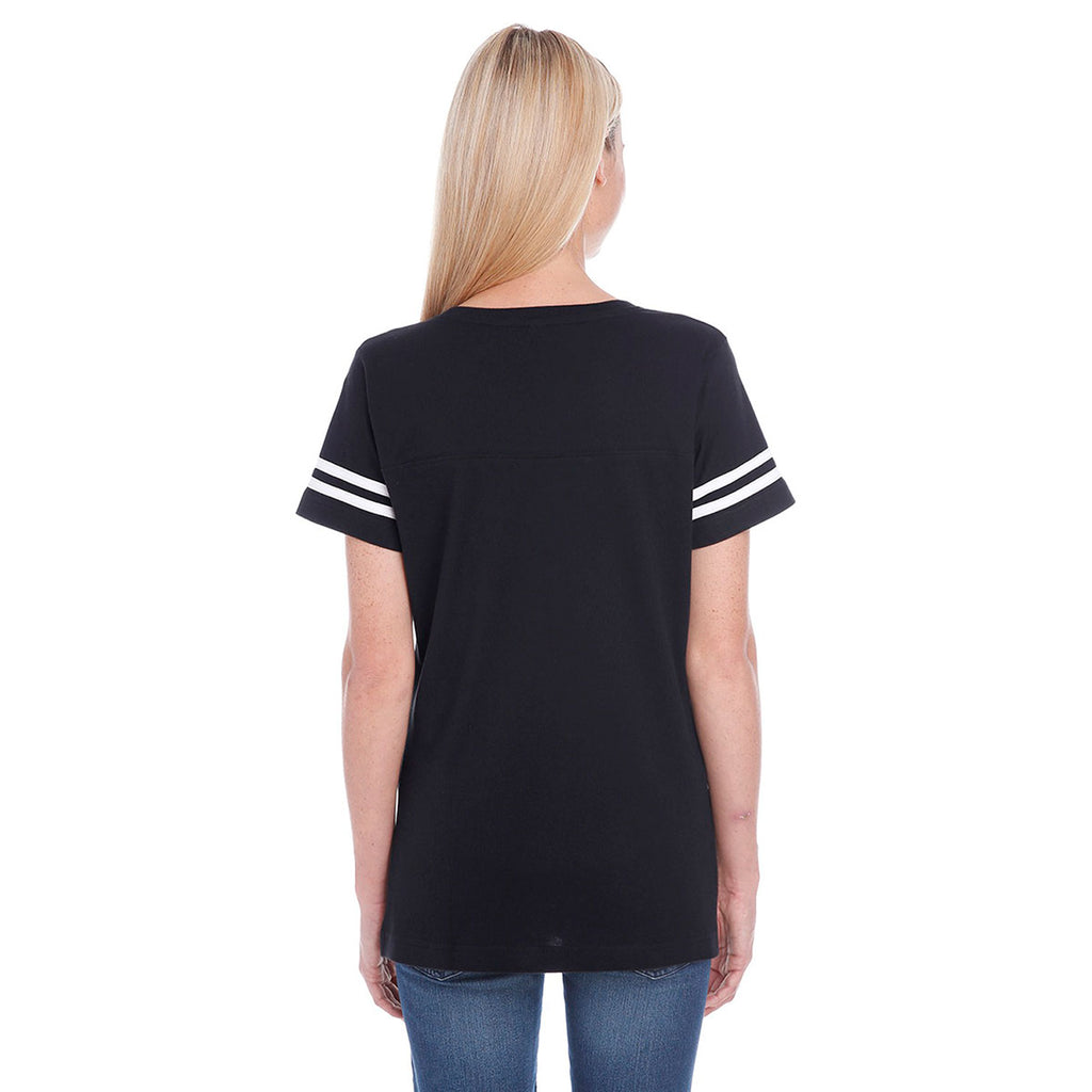 LAT Women's Black/White Football Fine Jersey T-Shirt