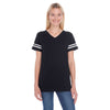 LAT Women's Black/White Football Fine Jersey T-Shirt