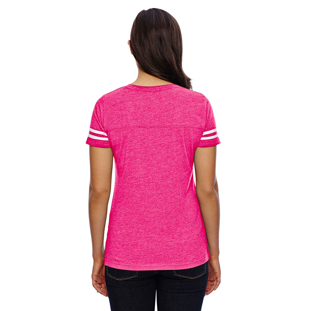 LAT Women's Vintage Heather Pink/Blended White Football Fine Jersey T-Shirt