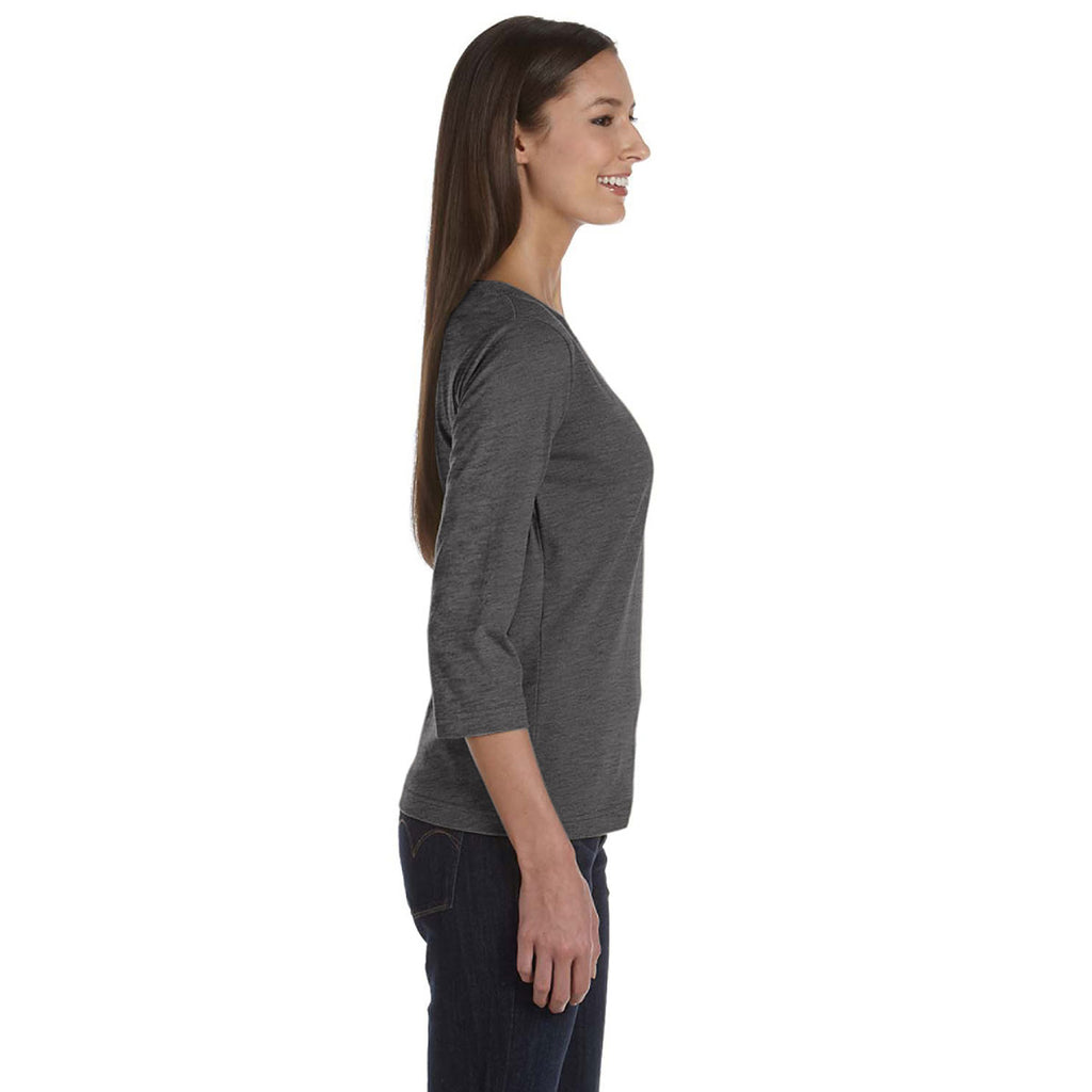 LAT Women's Vintage Smoke Three-Quarter Sleeve Premium Jersey T-Shirt