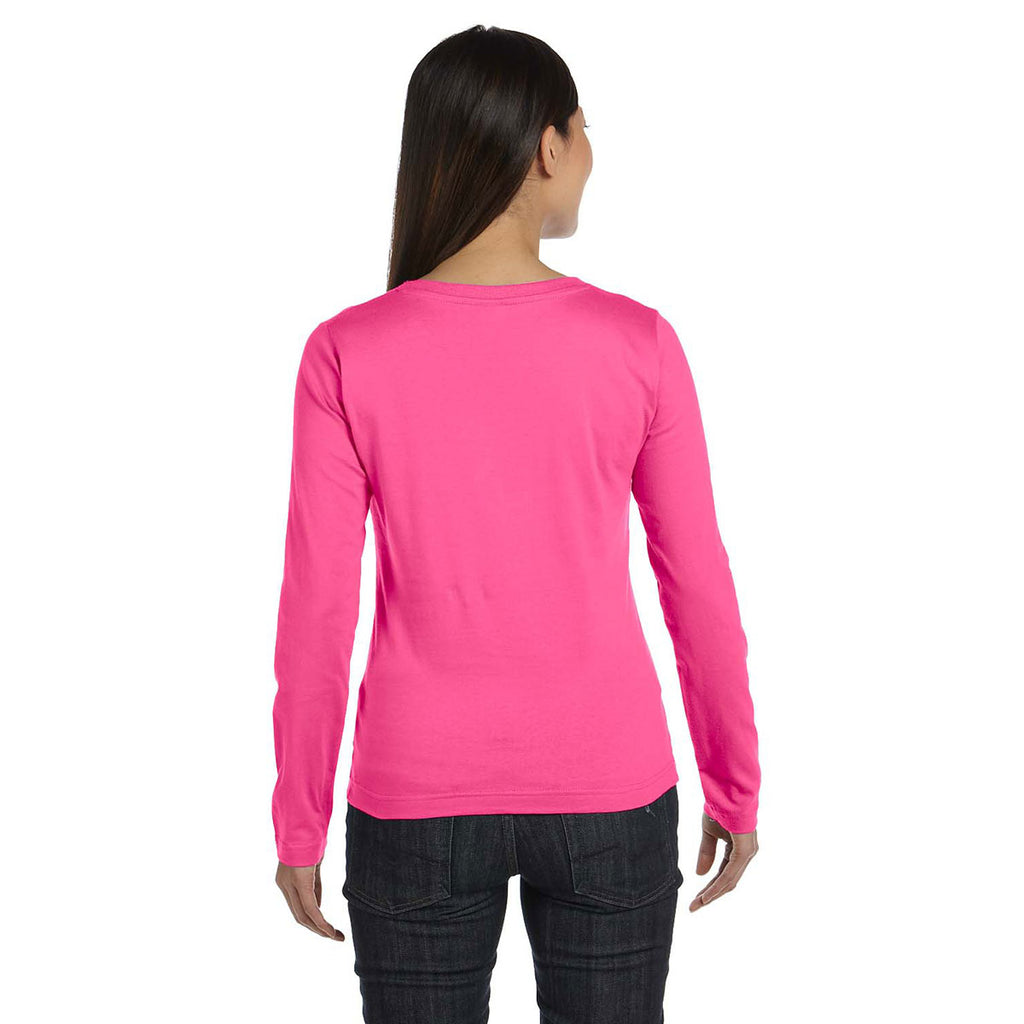 LAT Women's Hot Pink Long Sleeve Premium Jersey T-Shirt