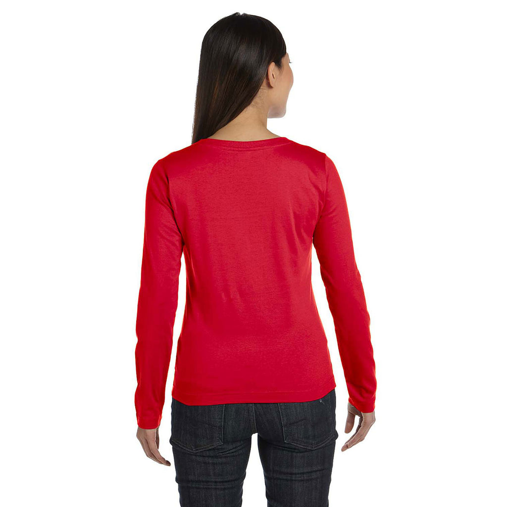 LAT Women's Red Long Sleeve Premium Jersey T-Shirt
