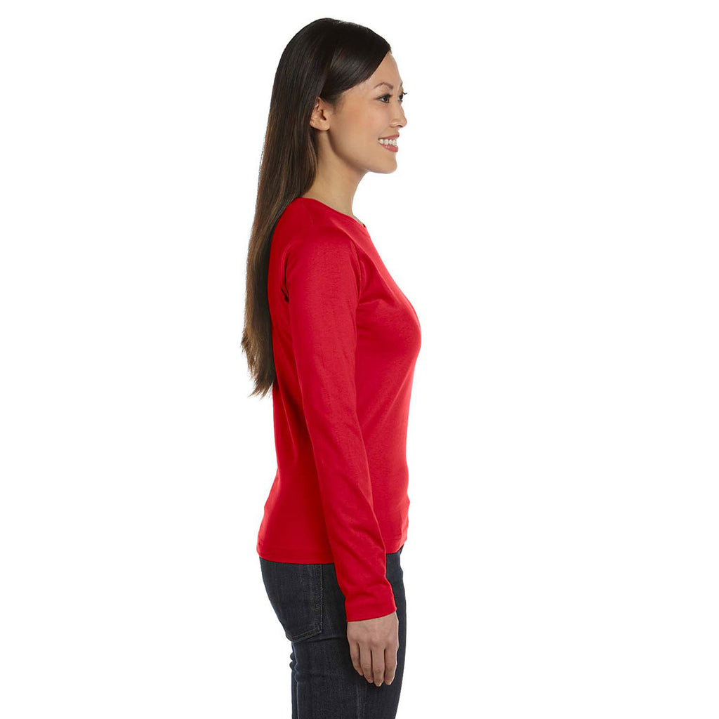 LAT Women's Red Long Sleeve Premium Jersey T-Shirt