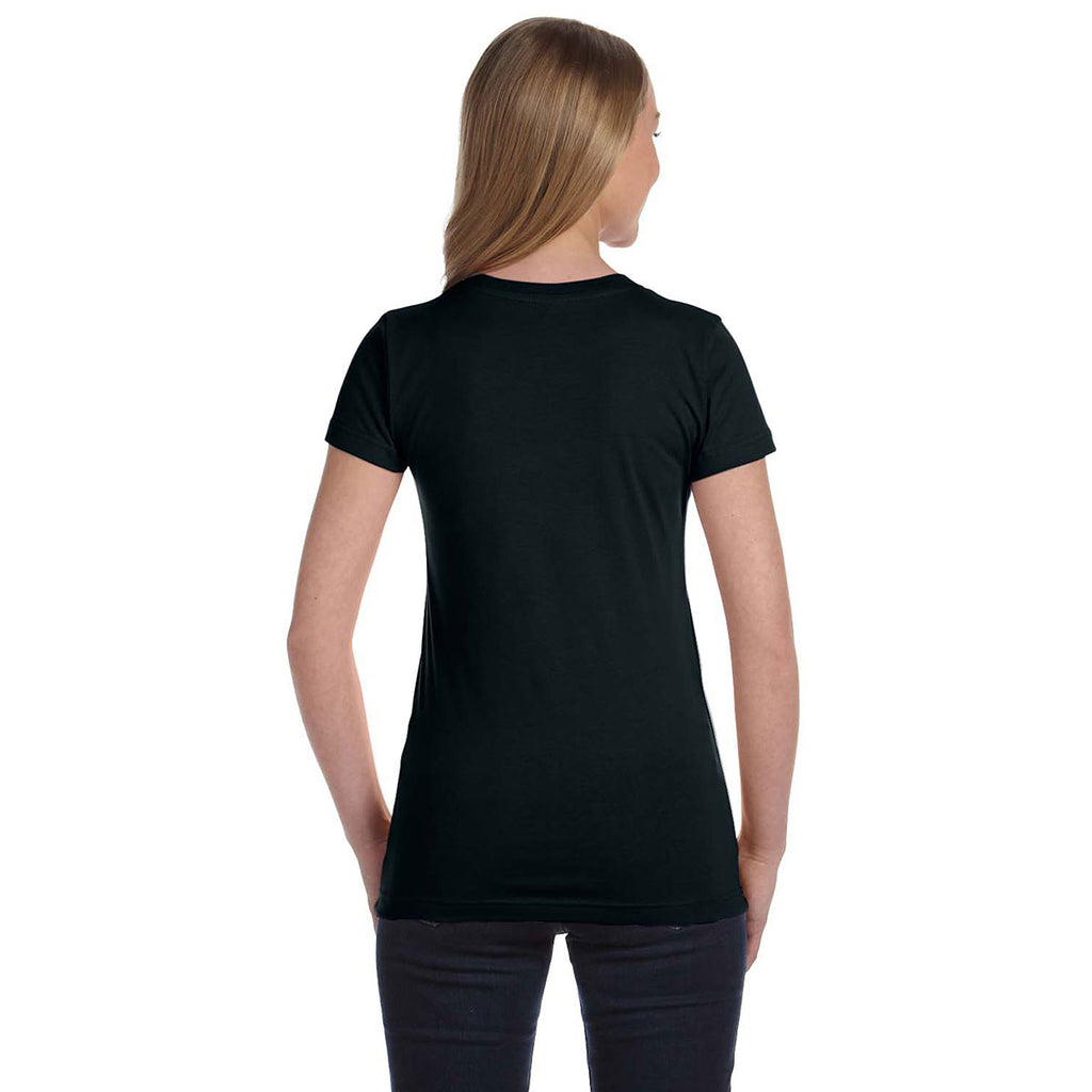 LAT Women's Black Junior Fit Fine Jersey T-Shirt