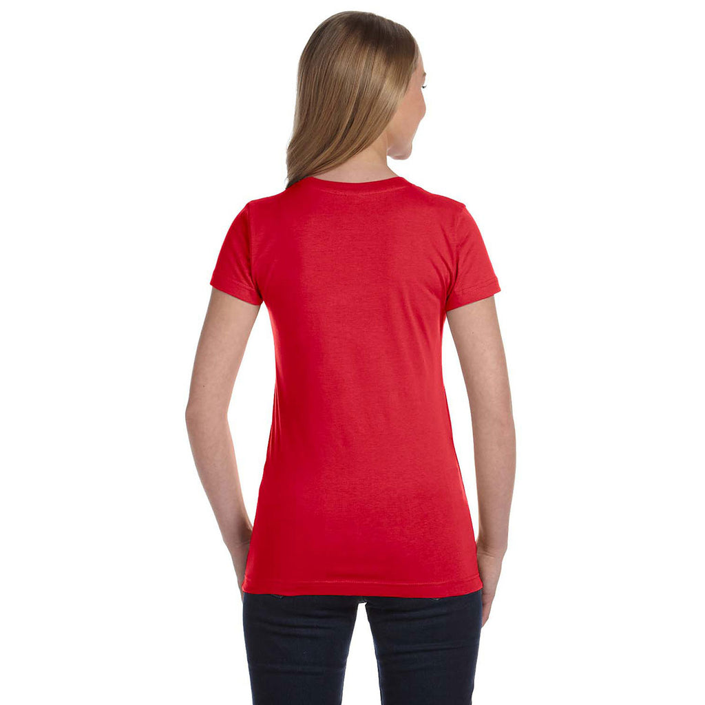 LAT Women's Red Junior Fit Fine Jersey T-Shirt