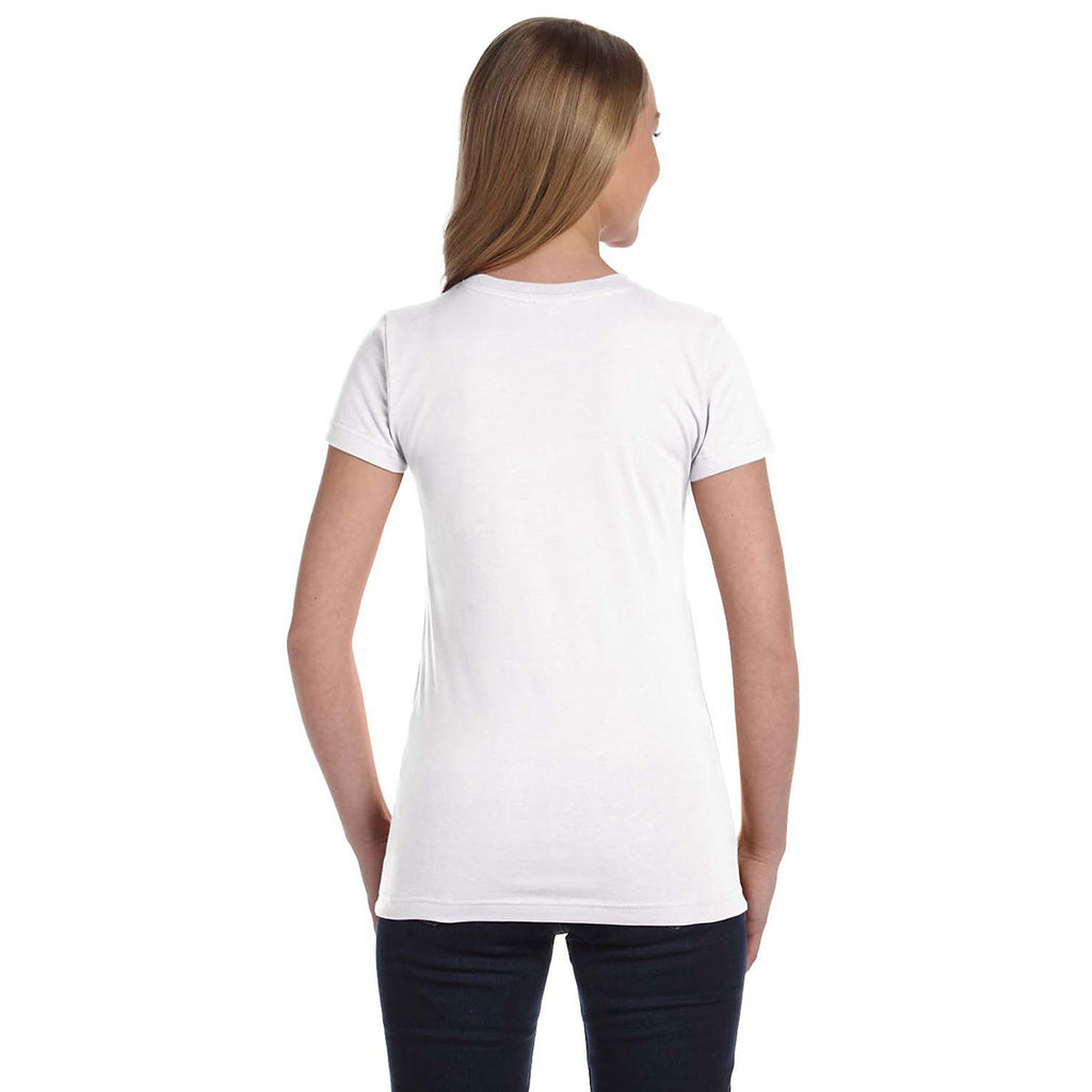 LAT Women's White Junior Fit Fine Jersey T-Shirt