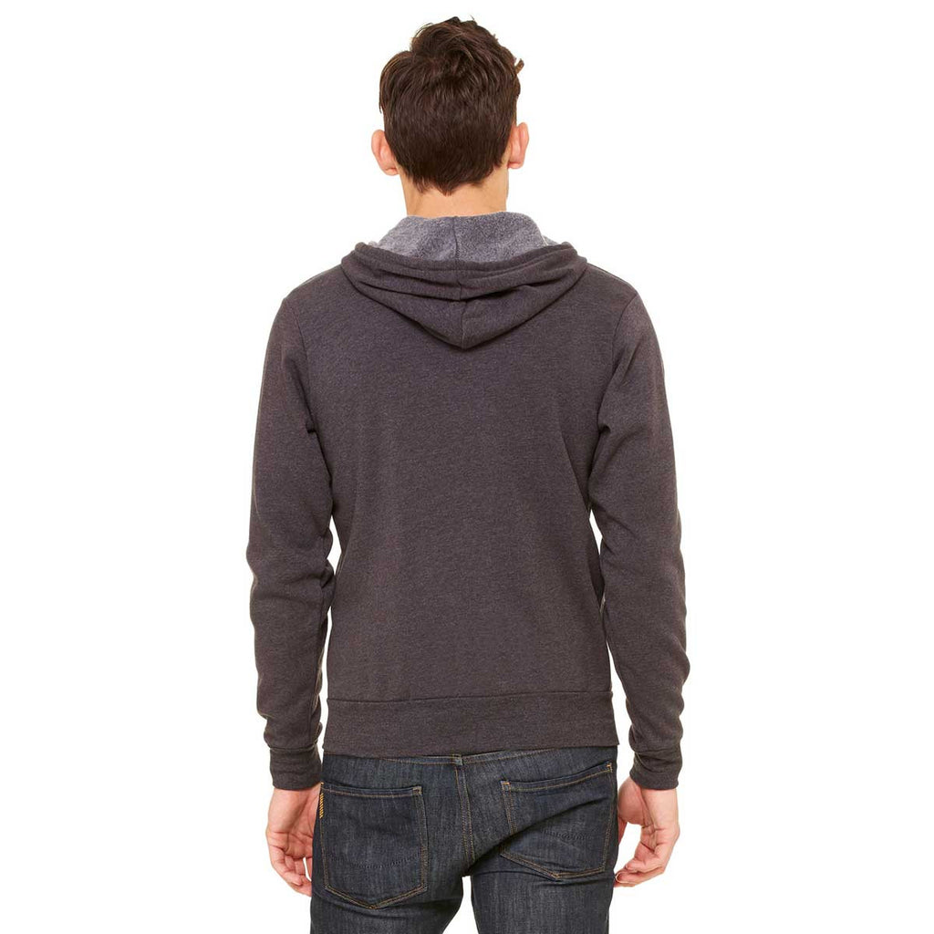 Bella + Canvas Unisex Dark Grey Heather Sponge Fleece Full-Zip Hoodie