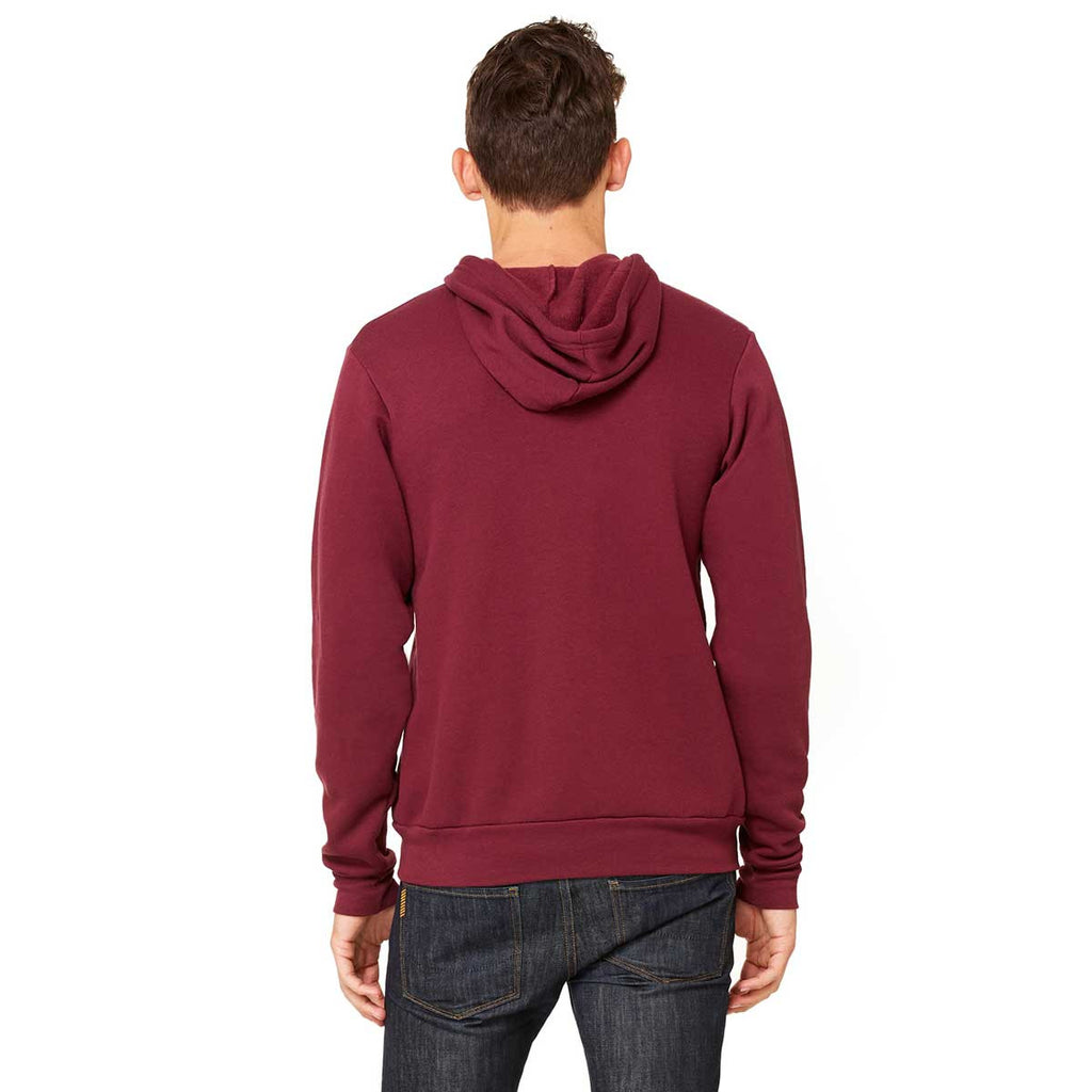 Bella + Canvas Unisex Maroon Sponge Fleece Full-Zip Hoodie