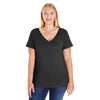 LAT Women's Black Curvy V-Neck Premium Jersey T-Shirt