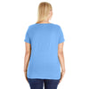 LAT Women's Carolina Blue Curvy V-Neck Premium Jersey T-Shirt
