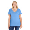 LAT Women's Carolina Blue Curvy V-Neck Premium Jersey T-Shirt