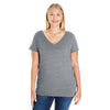 LAT Women's Granite Heather Curvy V-Neck Premium Jersey T-Shirt