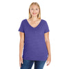 LAT Women's Vintage Purple Curvy V-Neck Premium Jersey T-Shirt