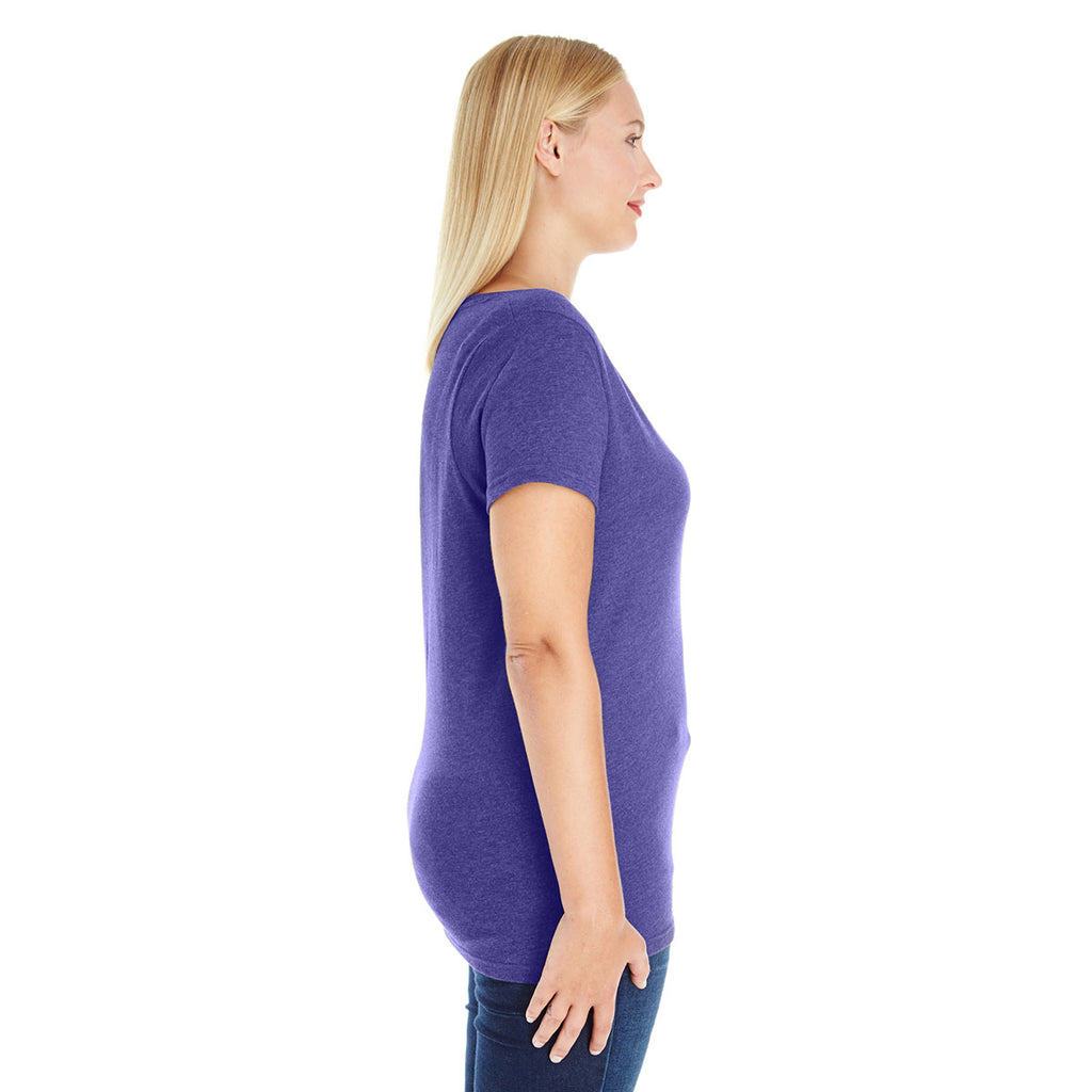 LAT Women's Vintage Purple Curvy V-Neck Premium Jersey T-Shirt