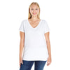 LAT Women's White Curvy V-Neck Premium Jersey T-Shirt