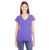Anvil Women's Heather Purple Lightweight Fitted V-Neck Tee