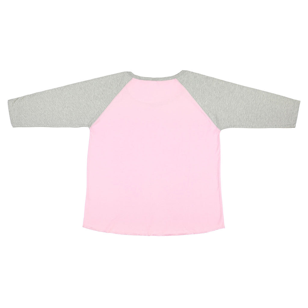 LAT Women's Pink/Vintage Heather Curvy Baseball Premium Jersey T-Shirt