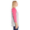 LAT Women's Vintage Heather/Vintage Heather Pink Curvy Baseball Premium Jersey T-Shirt