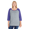 LAT Women's Vintage Heather/Vintage Purple Curvy Baseball Premium Jersey T-Shirt